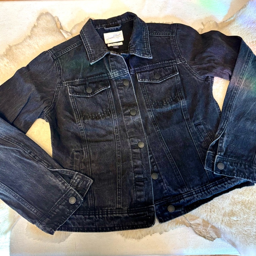 Universal Thread Distressed Black Denim Jacket - image 3